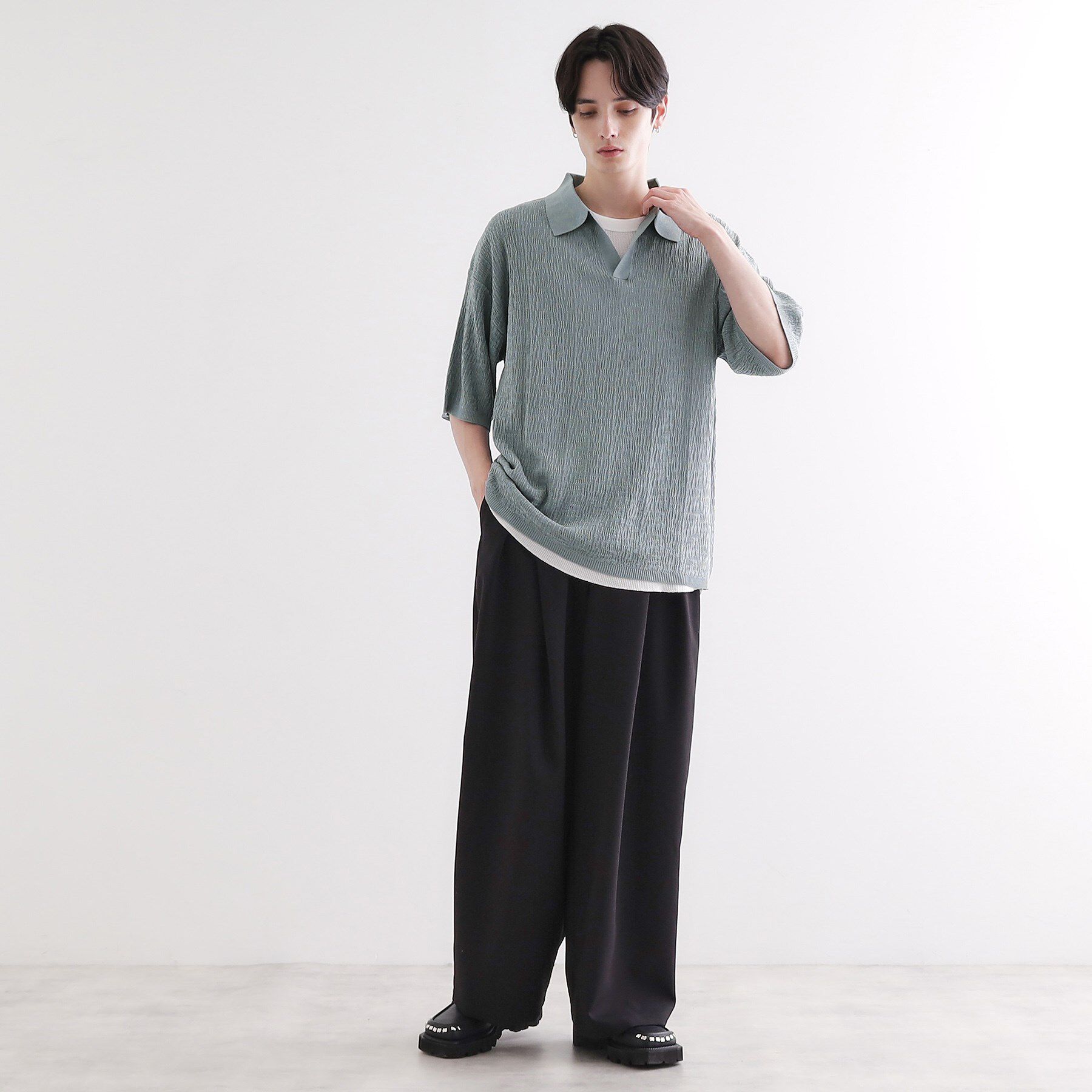 tk.TAKEO KIKUCHI「スキッパーニットポロシャツ」|ポロシャツ|