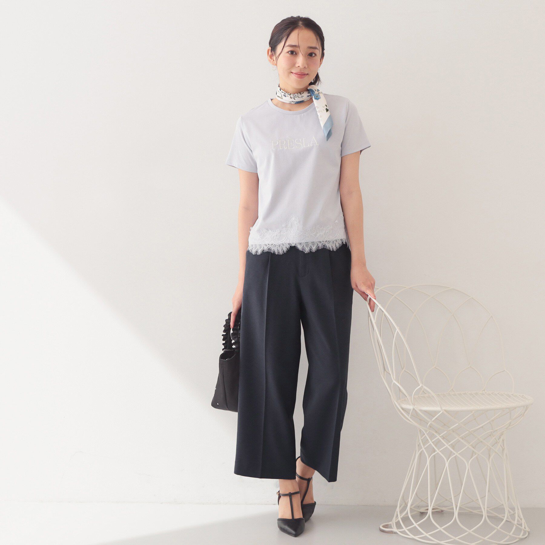 index「【接触冷感／UVケア】裾レースロゴTシャツ《洗濯機OK》」|Tシャツ・カットソー|
