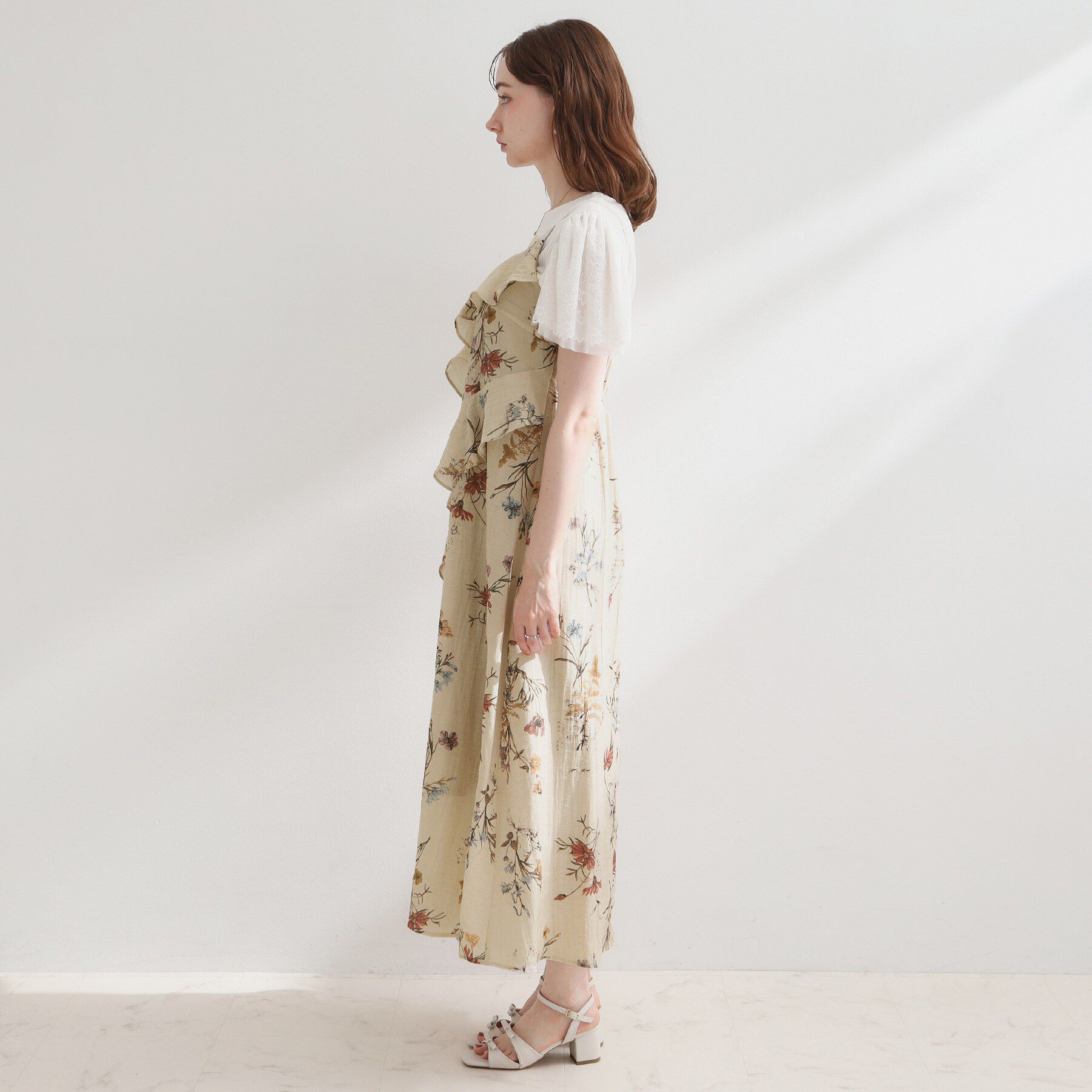 Couture broach「フラワープリントフリルワンピース」|ワンピース|