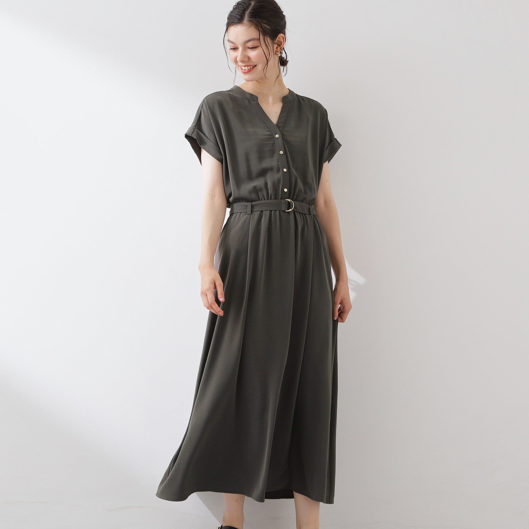 THE SHOP TK「【M-XL/ひんやり/遮熱】やみつきになる とろみスキッパーワンピース」|ワンピース|