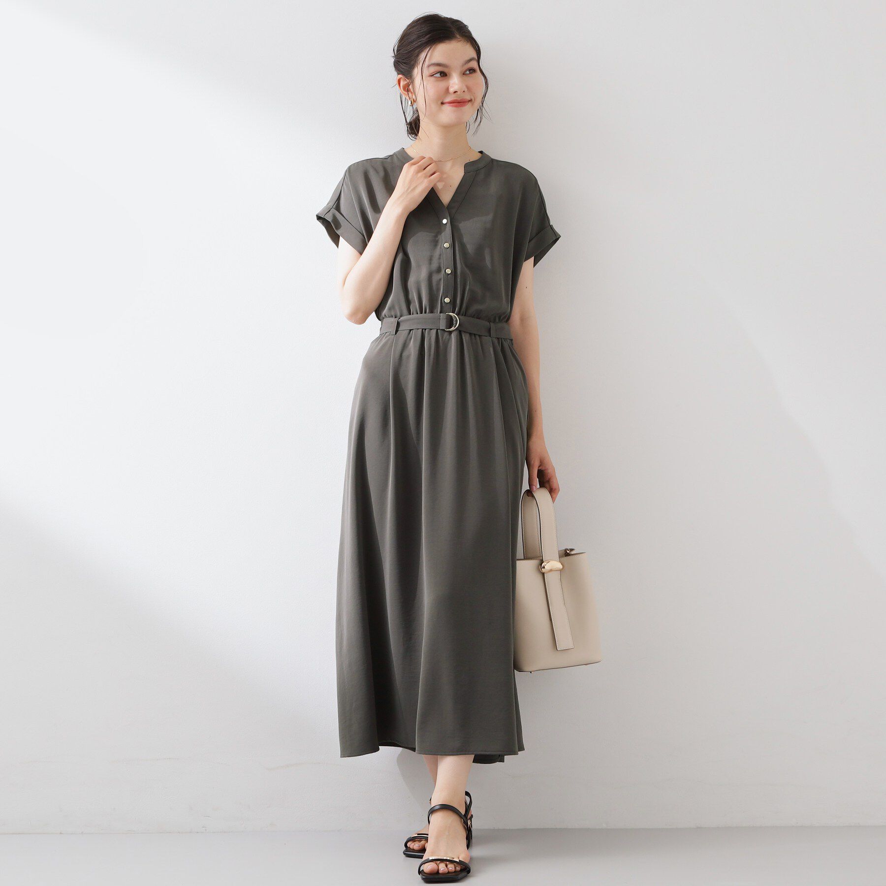THE SHOP TK「【M-XL/ひんやり/遮熱】やみつきになる とろみスキッパーワンピース」|ワンピース|