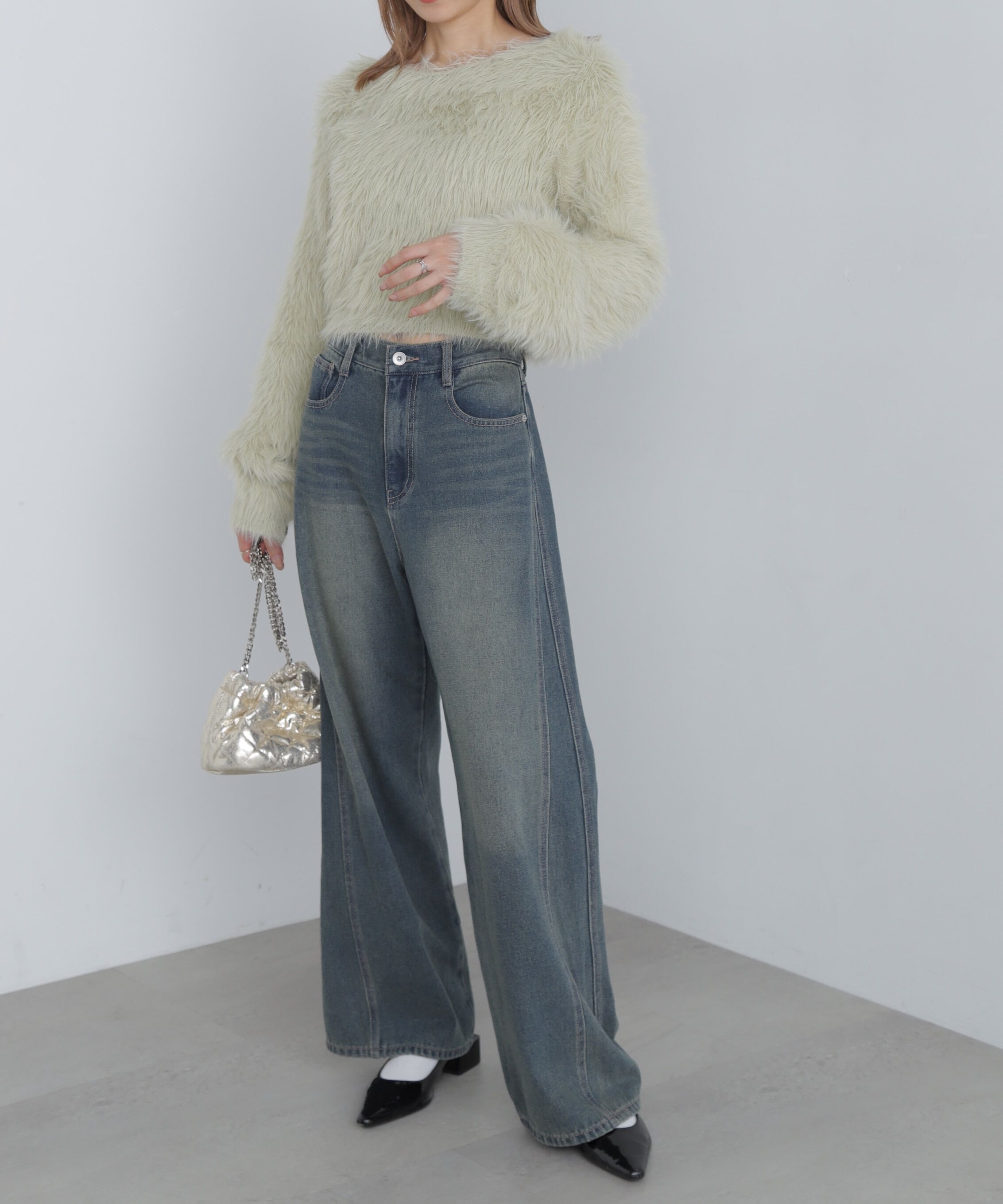  「ショート丈ロングシャギーニット」|ニット・セーター|