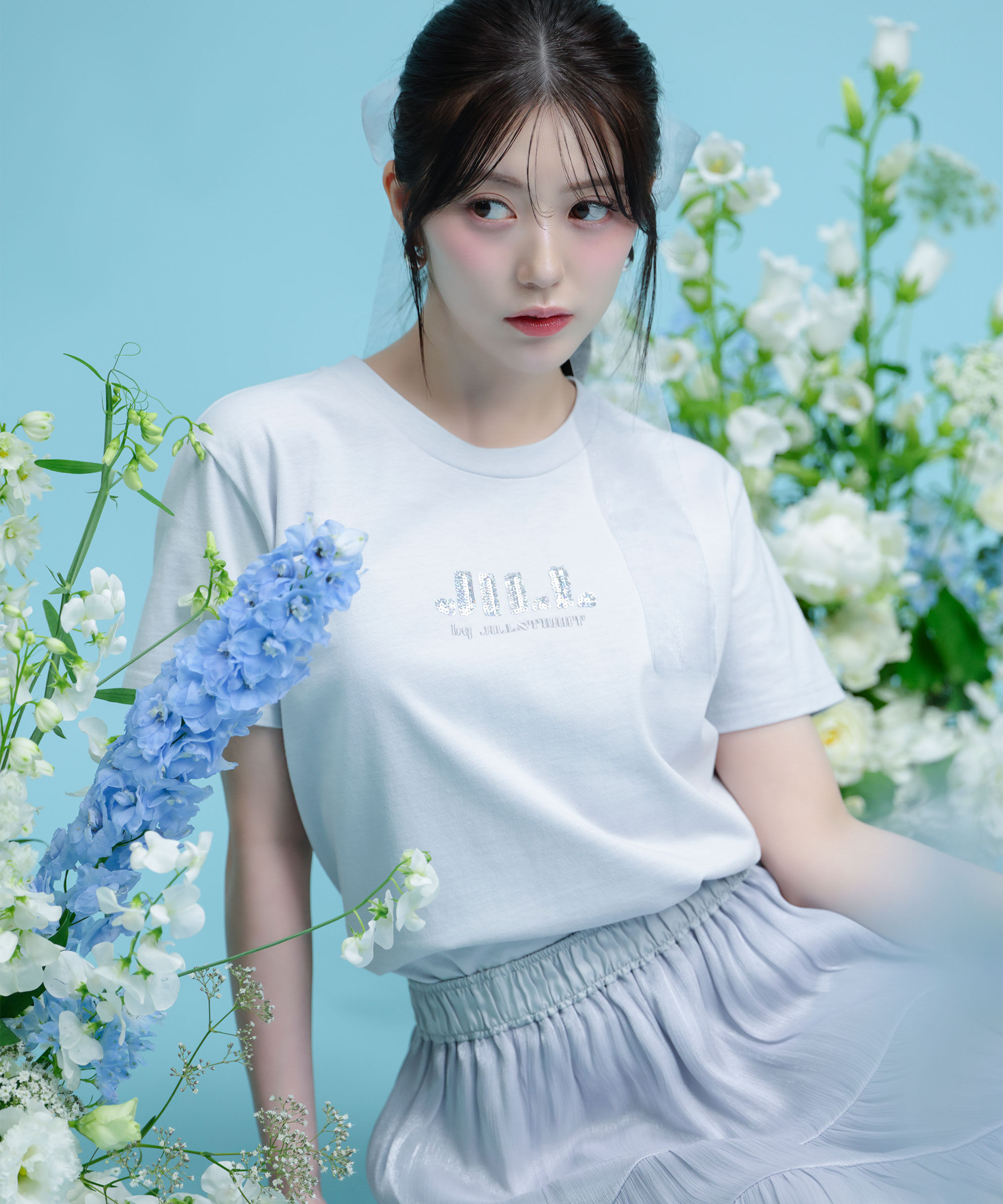  「スパンコールロゴ刺繍Tシャツ OC」|Tシャツ・カットソー|ブルー