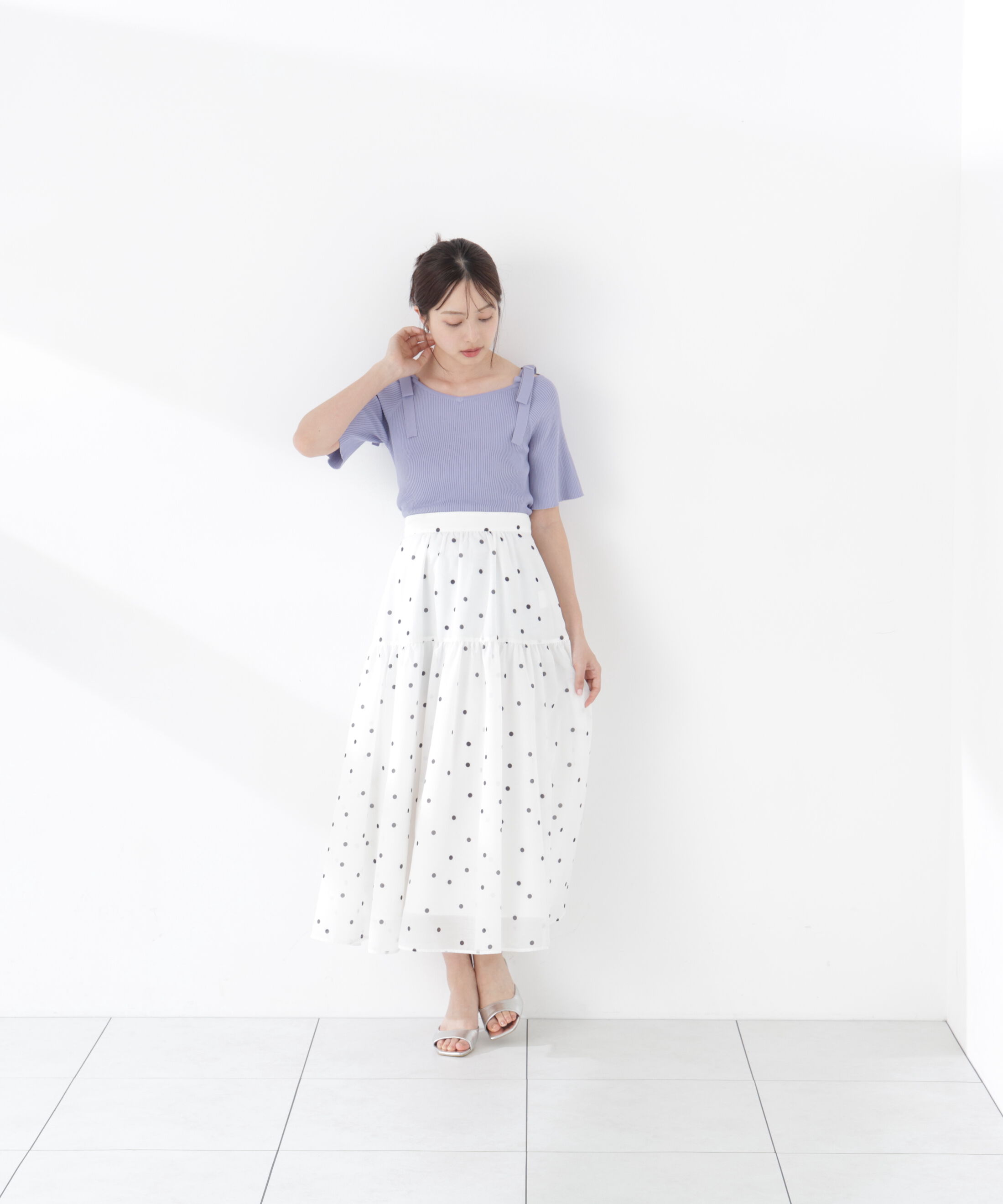 PROPORTION BODY DRESSING「＜ウォッシャブル/UV＞肩リボンオフショルニット　26SS」|ニット・セーター|