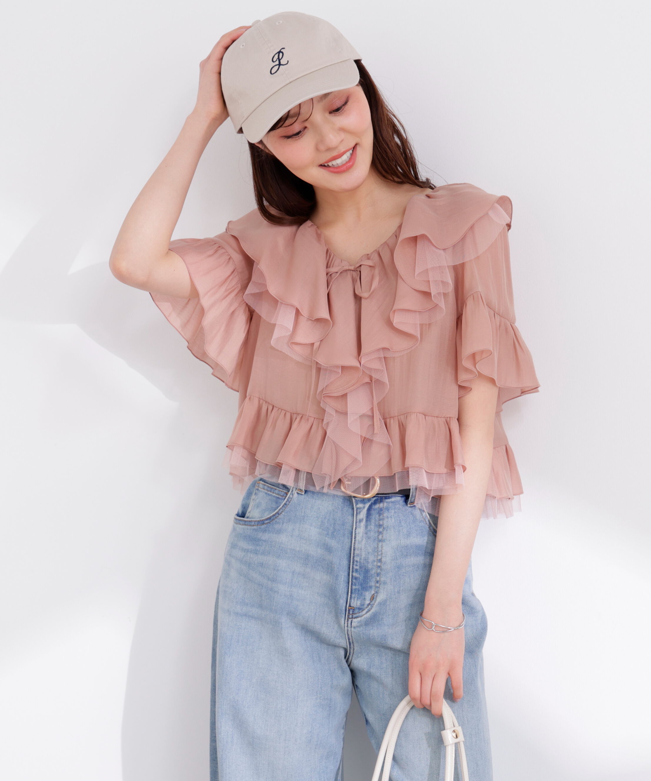 PROPORTION BODY DRESSING「チュール付きラッフルブラウス 26SS」|シャツ・ブラウス|