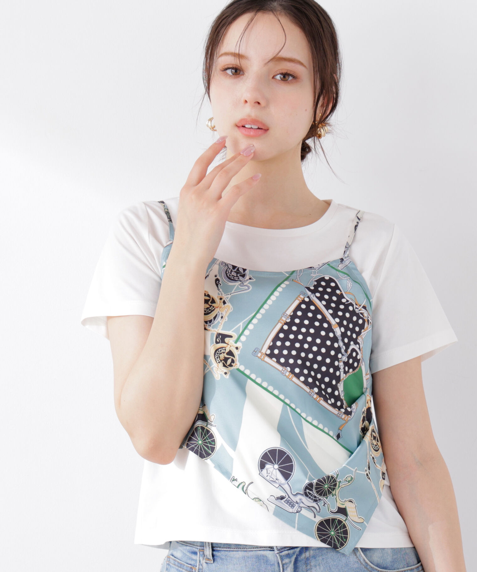PROPORTION BODY DRESSING「《EDIT COLOGNE》ビスチェ付きカットソー 26SS」|Tシャツ・カットソー|エクリュ&times;グリ