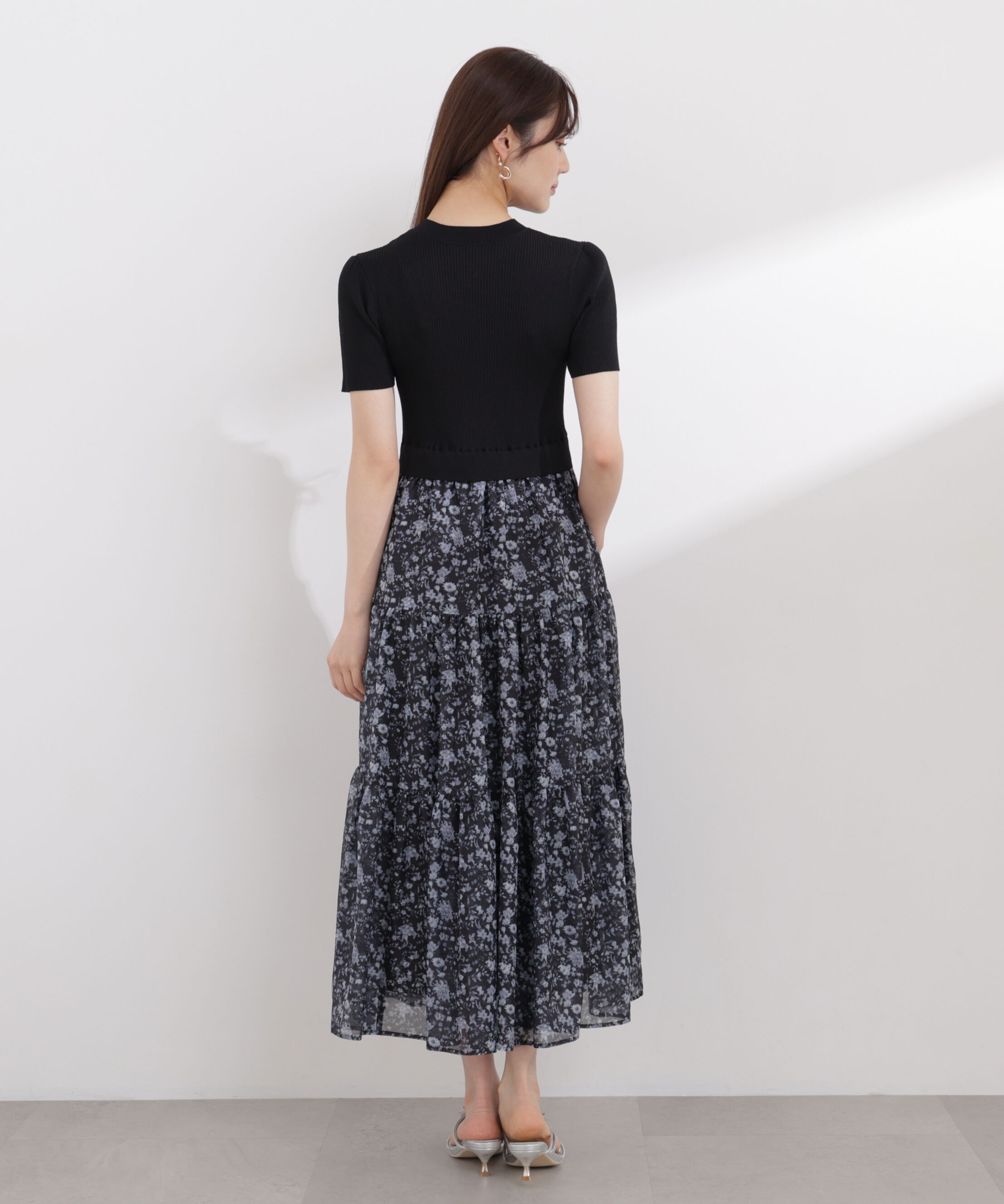PROPORTION BODY DRESSING「半袖花柄ドッキングニットワンピース 26SS」|ワンピース|