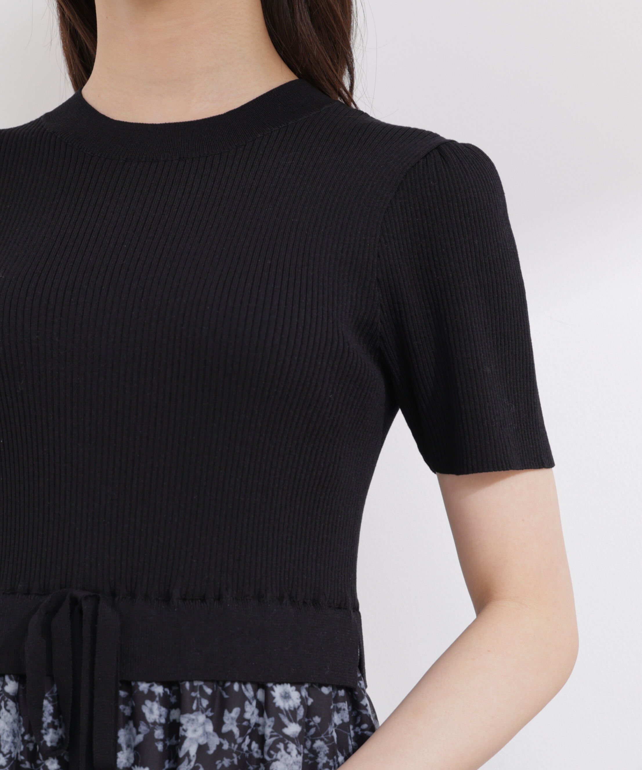 PROPORTION BODY DRESSING「半袖花柄ドッキングニットワンピース 26SS」|ワンピース|