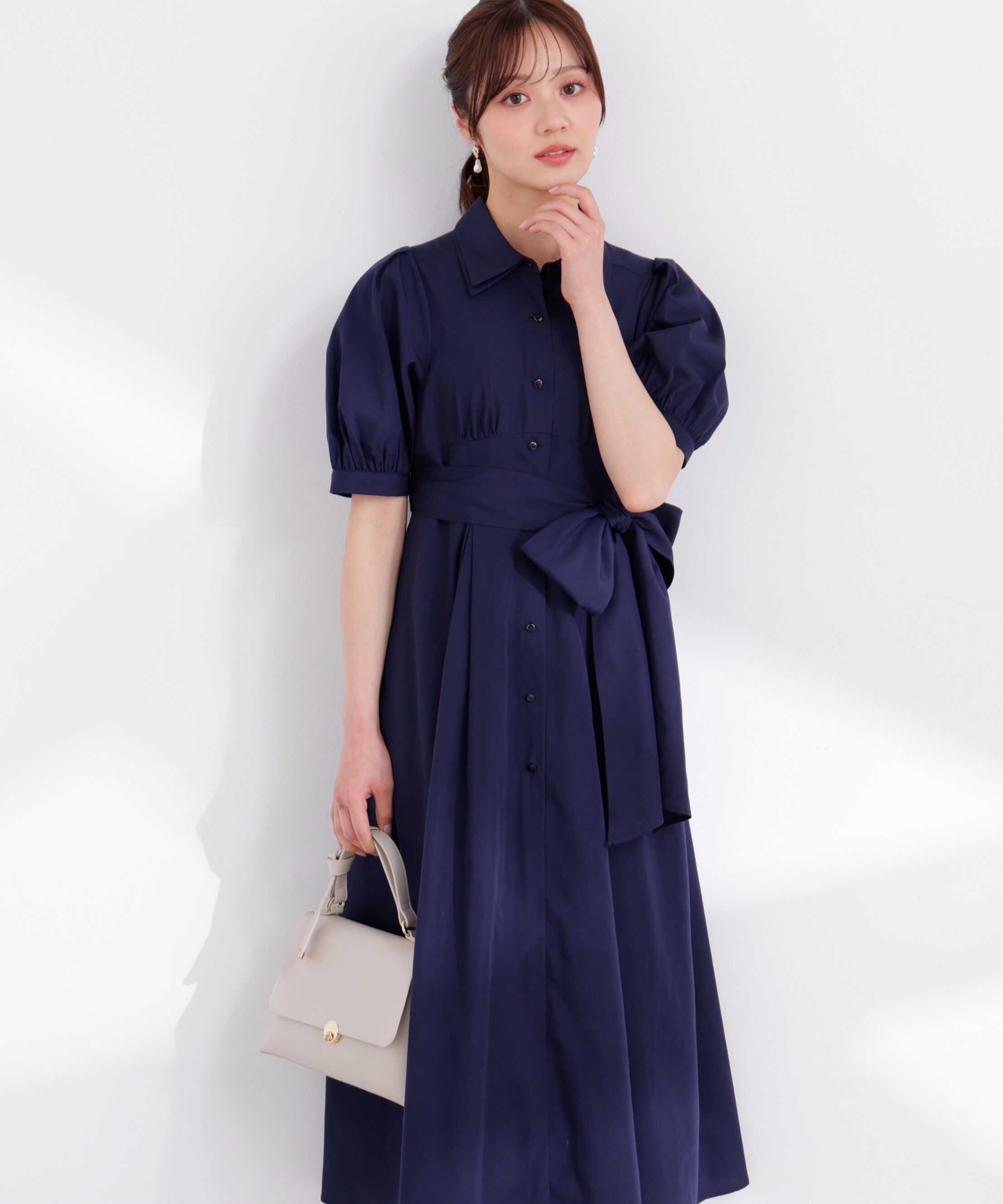 PROPORTION BODY DRESSING「レイヤードカラーシャツワンピース 26SS」|ワンピース|ネイビー