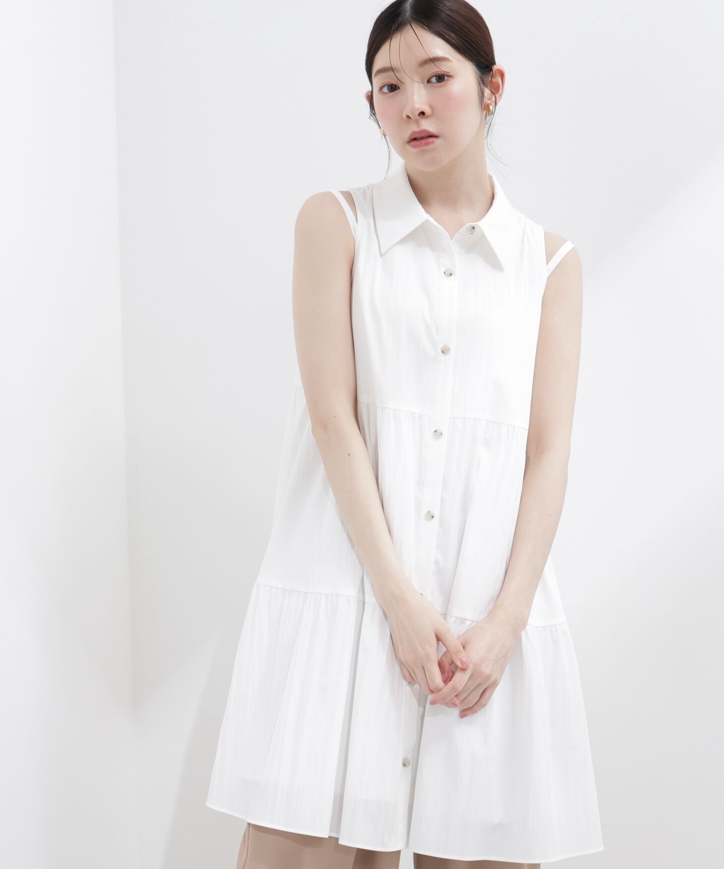 PROPORTION BODY DRESSING「＜EDIT COLOGNE＞ノースリーブシャツミニワンピース」|ワンピース|