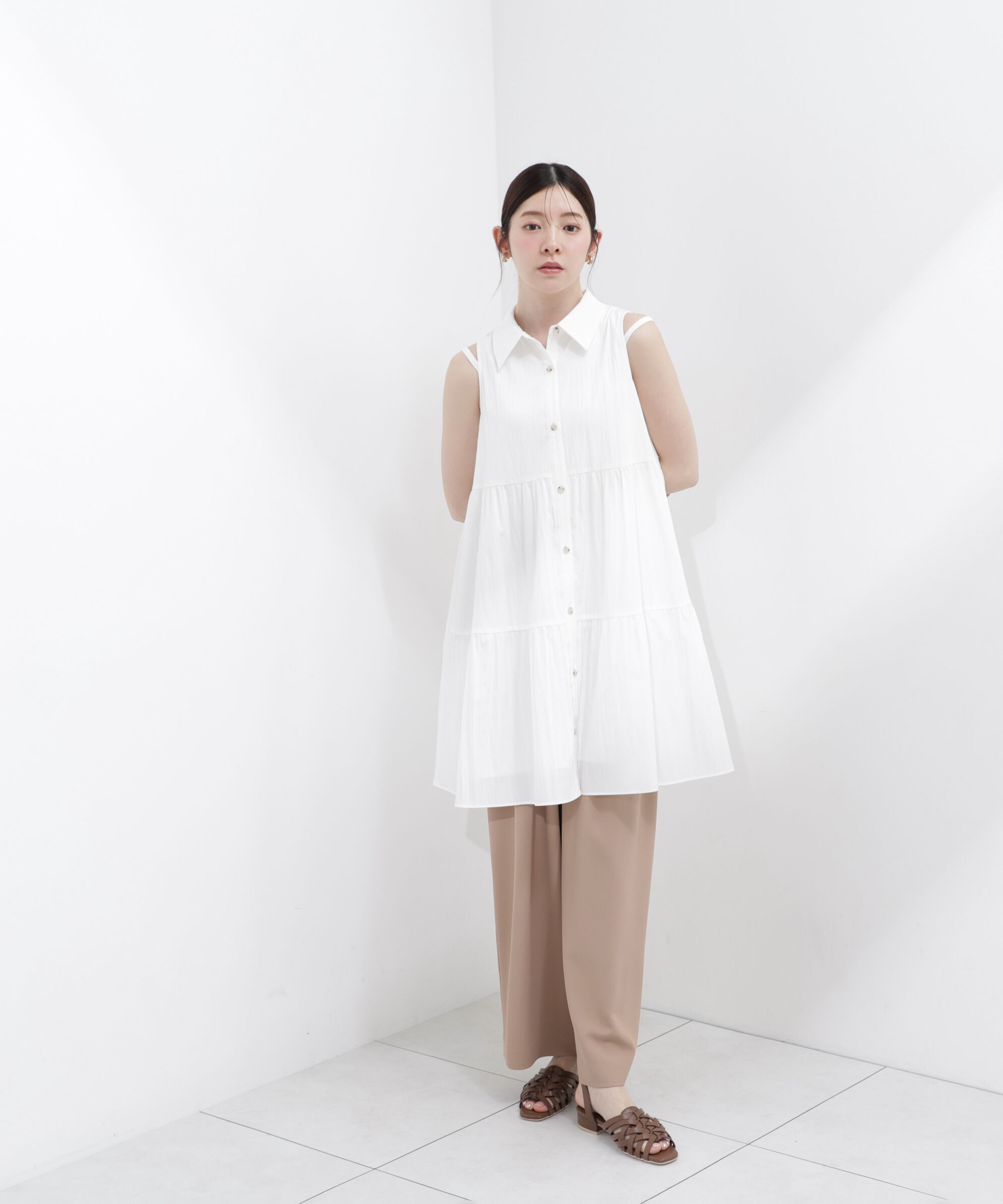 PROPORTION BODY DRESSING「＜EDIT COLOGNE＞ノースリーブシャツミニワンピース」|ワンピース|