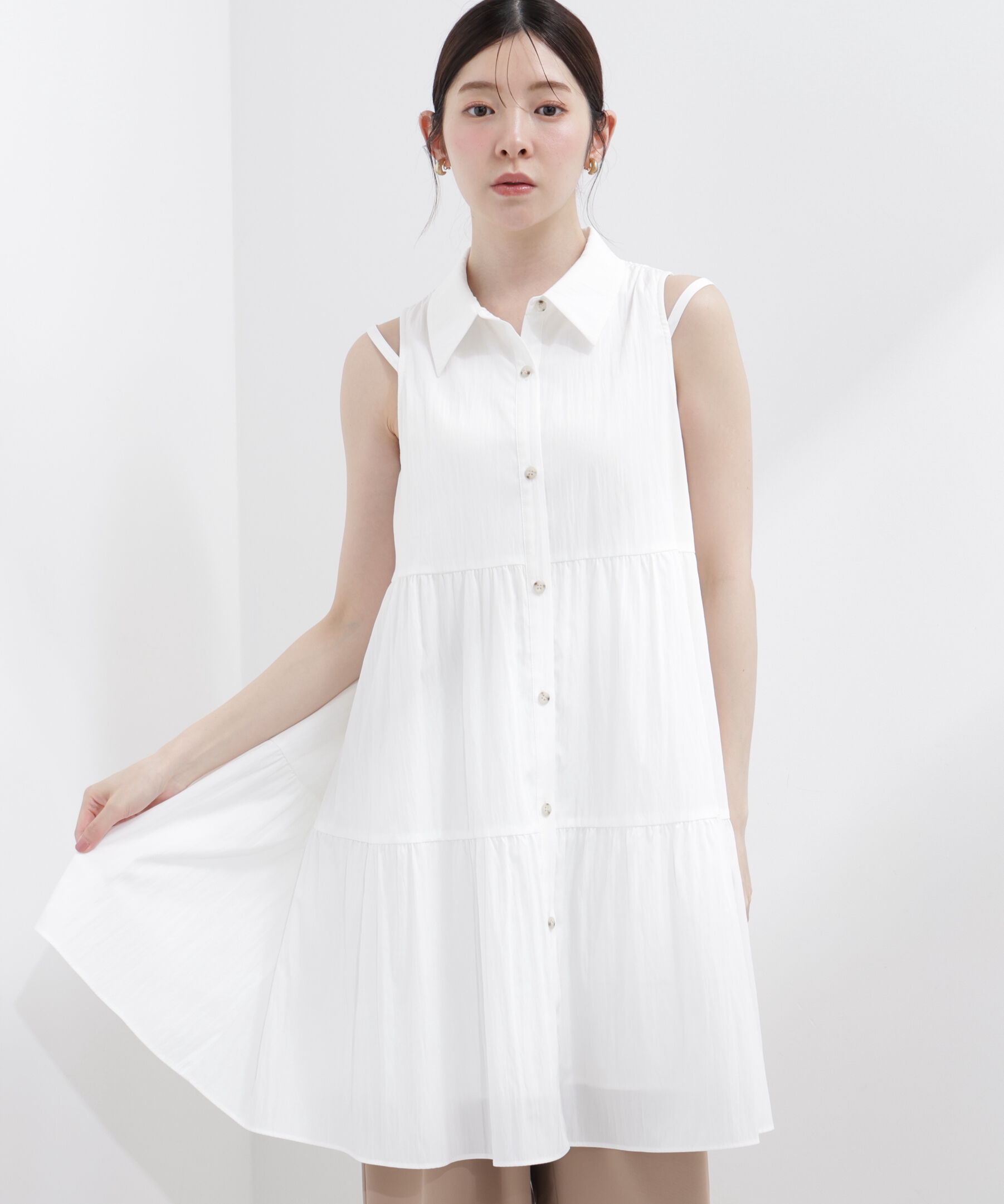 PROPORTION BODY DRESSING「＜EDIT COLOGNE＞ノースリーブシャツミニワンピース」|ワンピース|