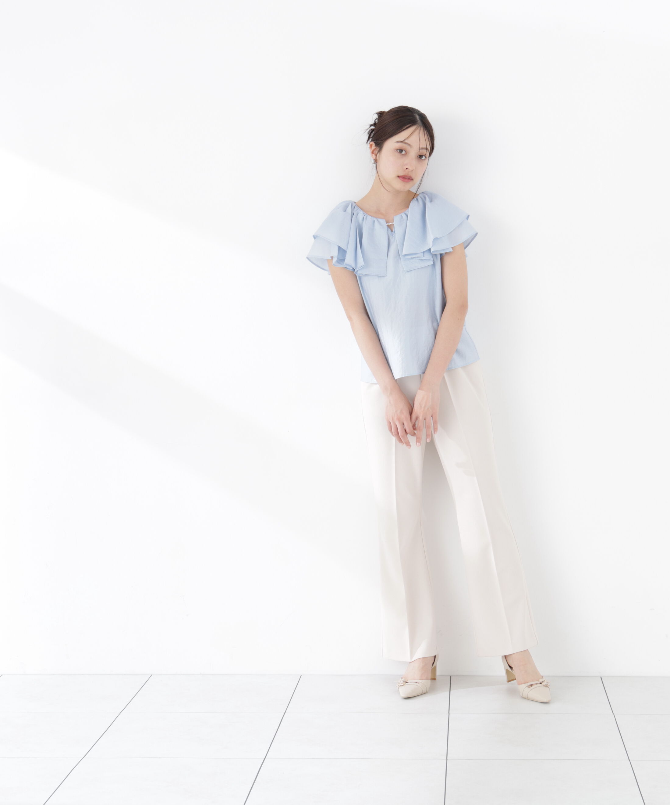 PROPORTION BODY DRESSING「パール付きラッフルブラウス」|シャツ・ブラウス|