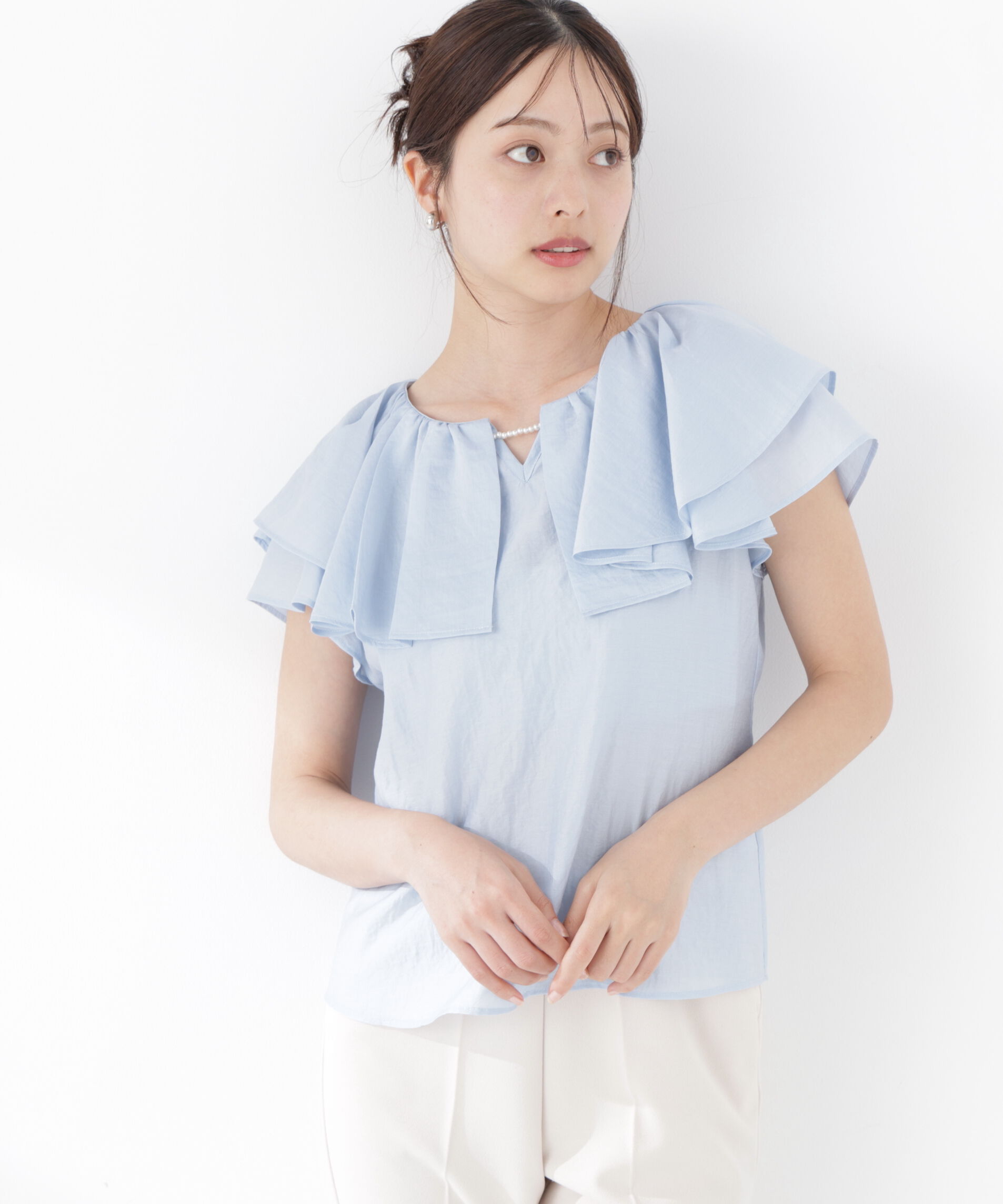 PROPORTION BODY DRESSING「パール付きラッフルブラウス」|シャツ・ブラウス|