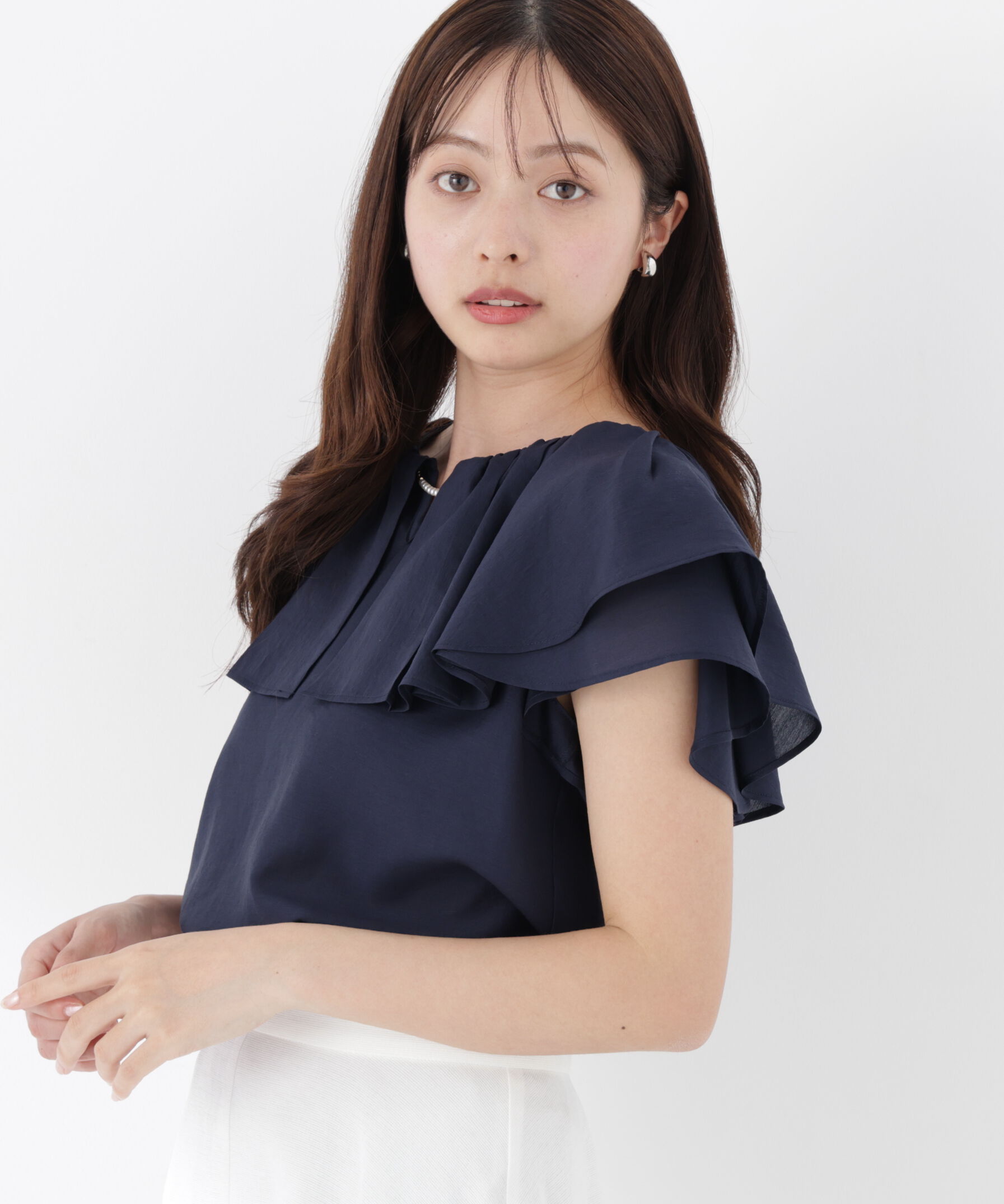 PROPORTION BODY DRESSING「パール付きラッフルブラウス」|シャツ・ブラウス|