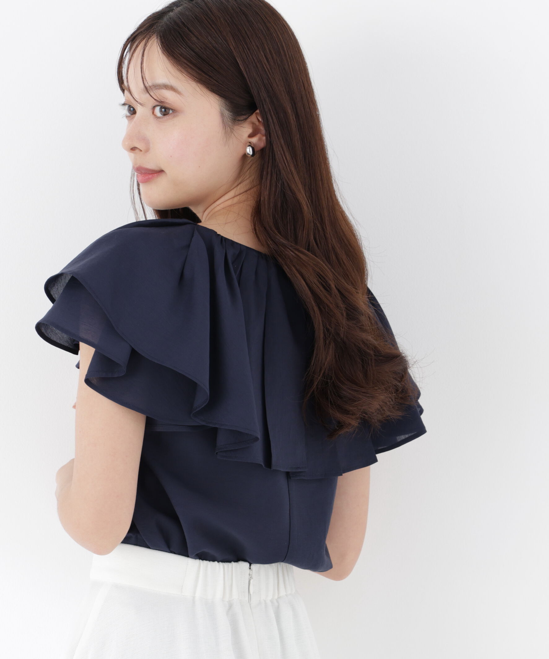 PROPORTION BODY DRESSING「パール付きラッフルブラウス」|シャツ・ブラウス|