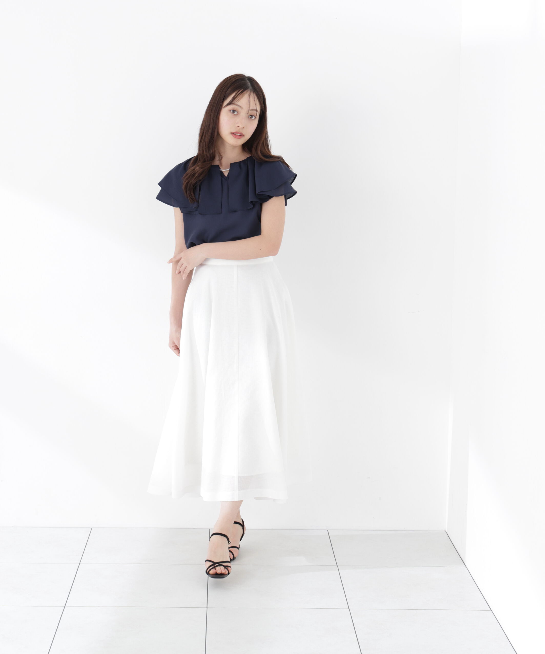 PROPORTION BODY DRESSING「パール付きラッフルブラウス」|シャツ・ブラウス|