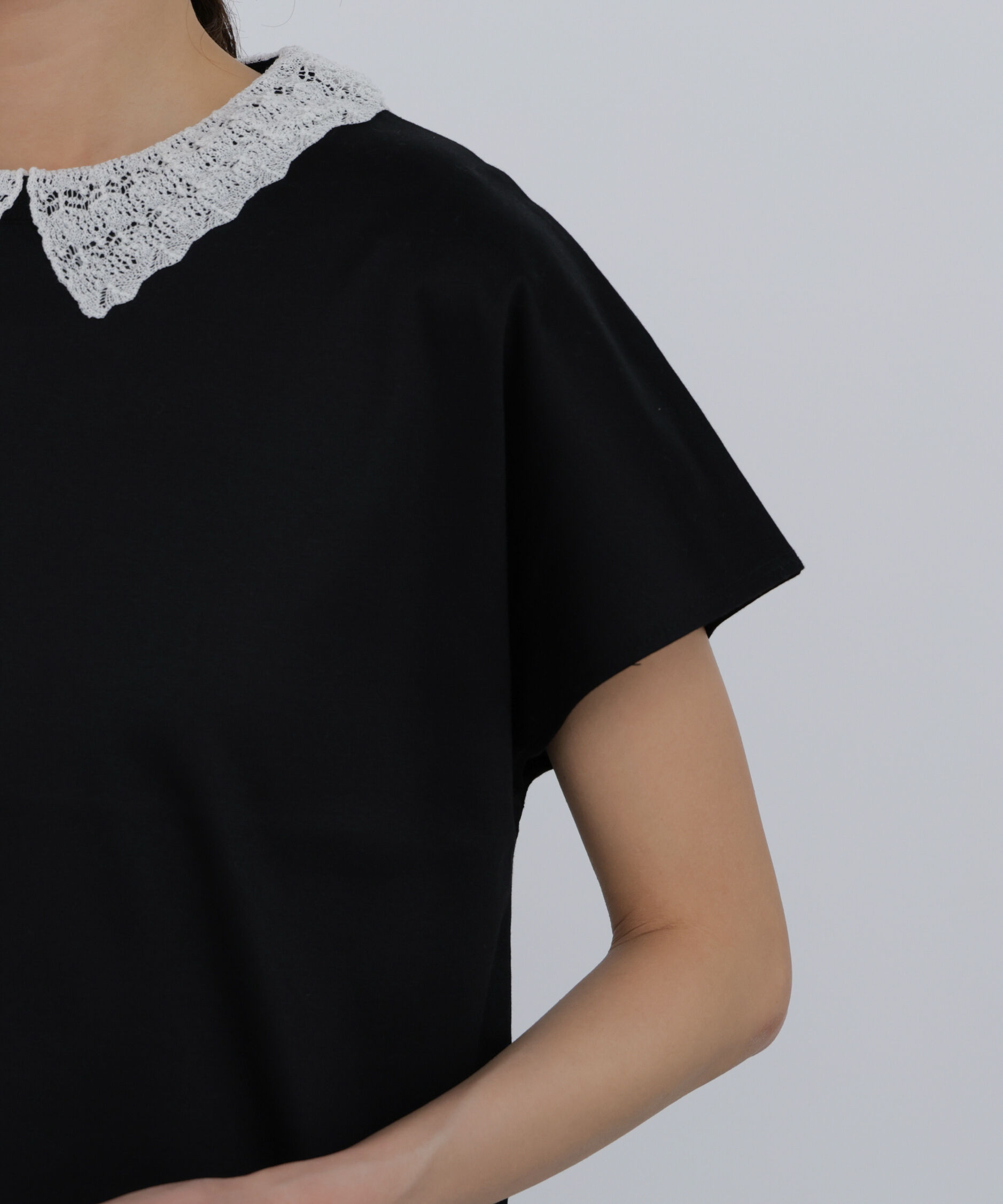  「《大人気追加生産》レース衿スムースＴシャツ」|Tシャツ・カットソー|