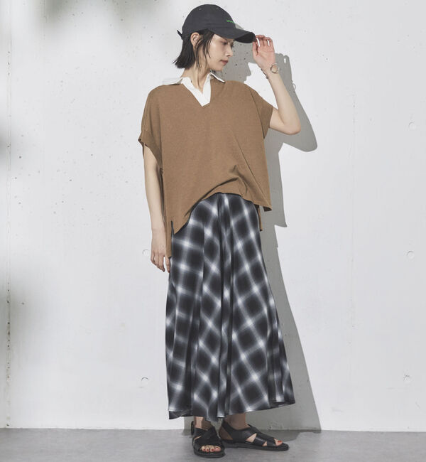 Doux archives「チェックバイアスフレアスカート」|スカート|