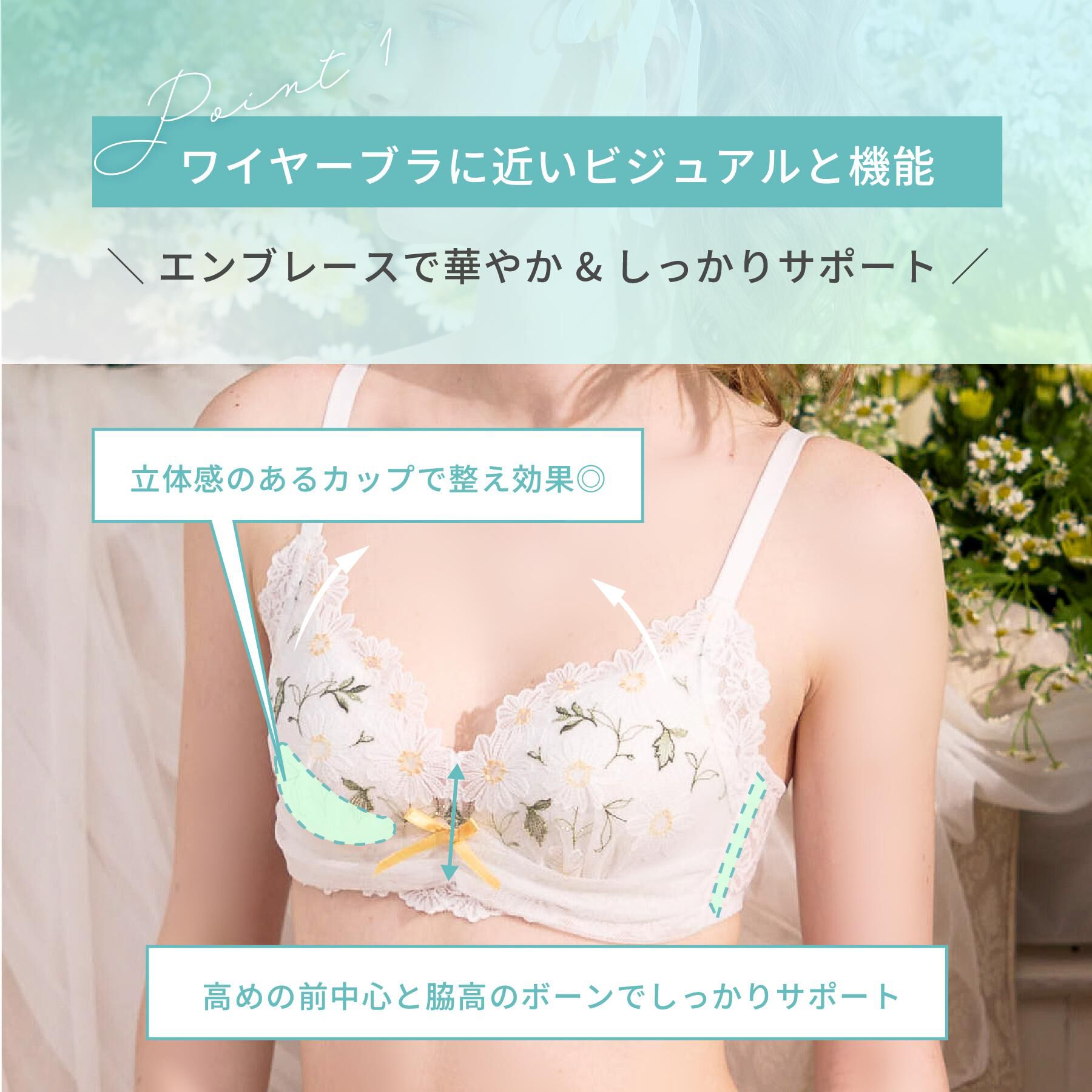 Risa Magli「スフレ ノンワイヤーブラ （B－C） ＜ノンワイヤーブラ シュシュフィットタイプ＞」|インナー|