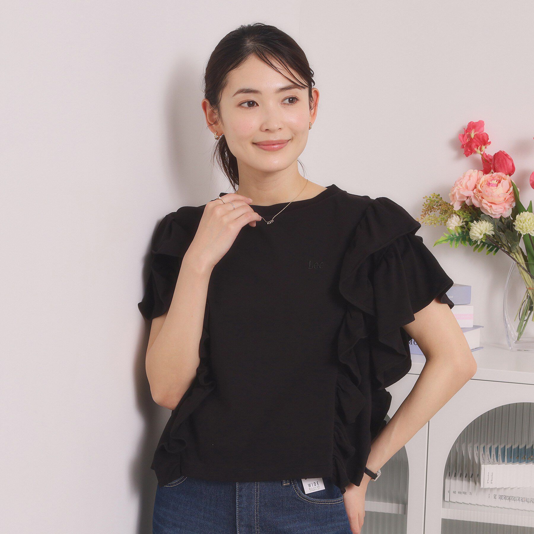 ITS&rsquo;DEMO「＜Lee＞ RUFFLESLEEVES TEE」|Tシャツ・カットソー|ブラック(019)