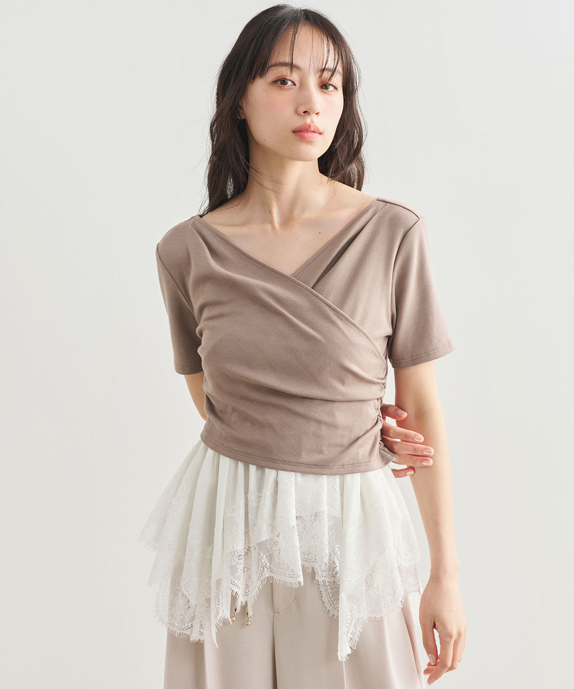 COCO DEAL「カシュクールペプラムトップス」|Tシャツ・カットソー|