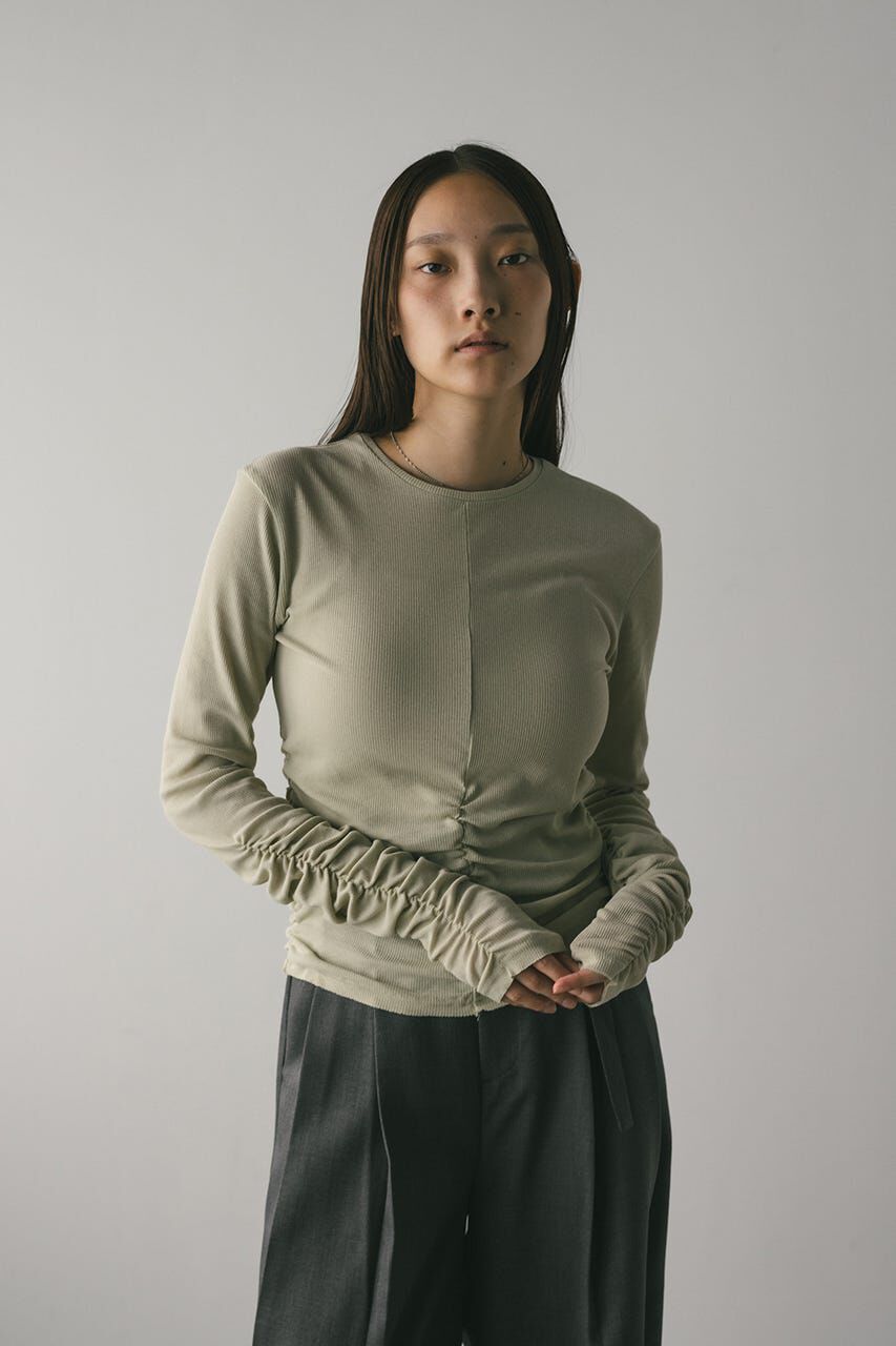 STYLEMIXER「ギャザーソフトリブカットトップ」|Tシャツ・カットソー|