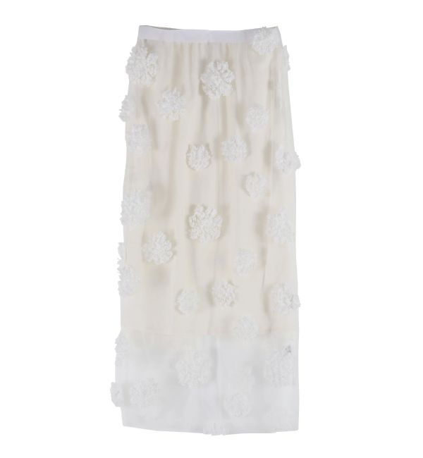 MERCURYDUO「【OUNNOUN】フラワーモチーフチュールスカート」|スカート|