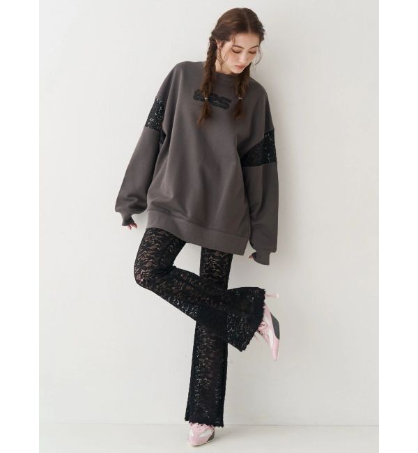 EVRIS「レースEmbroideryスウェットトップス」|スウェット・ジャージ|