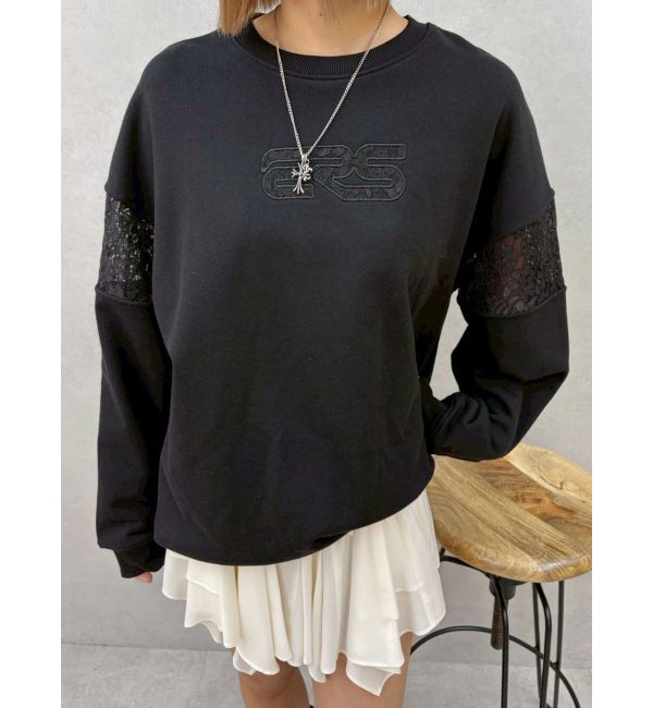 EVRIS「レースEmbroideryスウェットトップス」|スウェット・ジャージ|