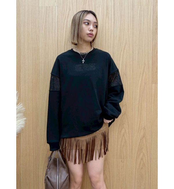 EVRIS「レースEmbroideryスウェットトップス」|スウェット・ジャージ|
