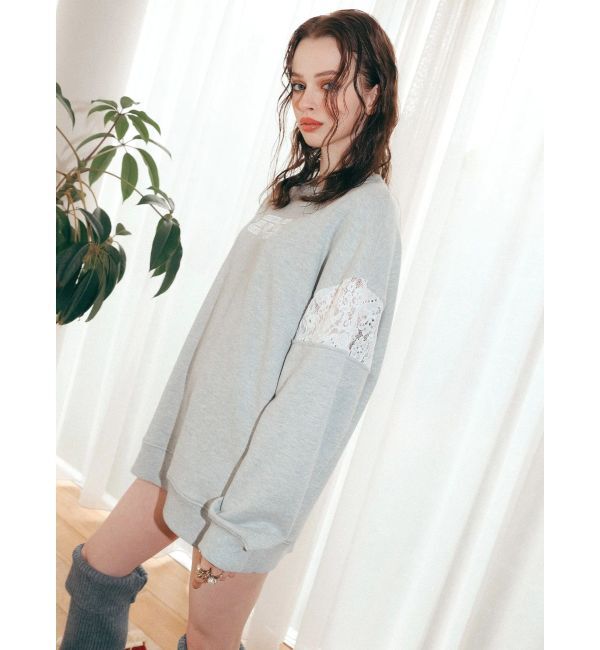 EVRIS「レースEmbroideryスウェットトップス」|スウェット・ジャージ|