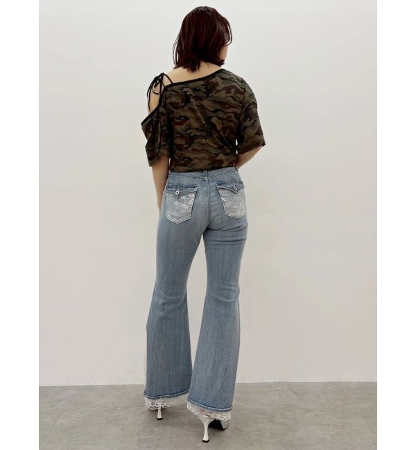 EVRIS「ラインストーンワンショルグラフィックトップス」|Tシャツ・カットソー|
