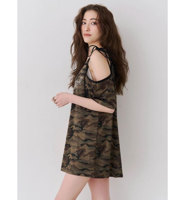 EVRIS「ラインストーンワンショルグラフィックトップス」|Tシャツ・カットソー|