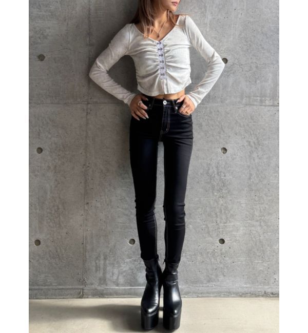 GYDA「【TINY】HOOK ME UPギャザーショートトップス」|Tシャツ・カットソー|
