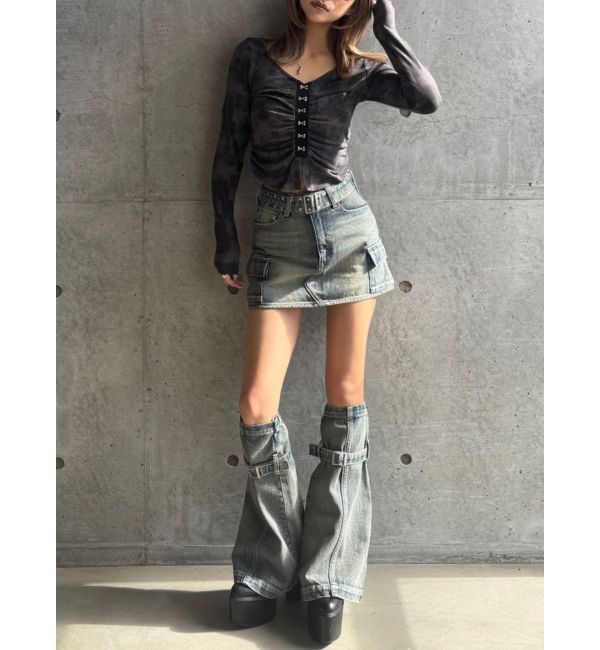 GYDA「【TINY】HOOK ME UPギャザーショートトップス」|Tシャツ・カットソー|