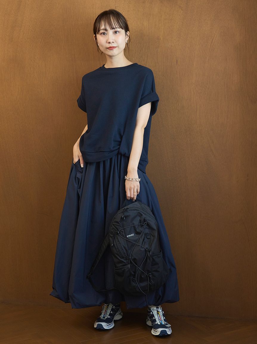 emmi atelier「eco 裏毛プルオーバー&times;撥水バルーンスカートセット」|ワンピース|NVY