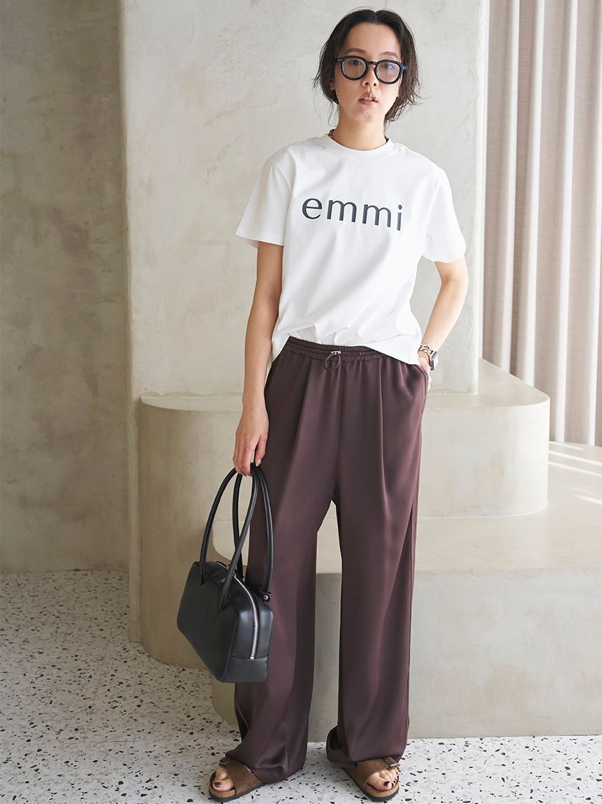 emmi atelier「サテンイージーパンツ【セットアップ対応】」|チノ|
