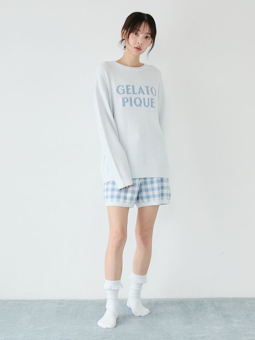 gelato pique「ロゴプルオーバー&チェックショートパンツセット」|ルームウェア|