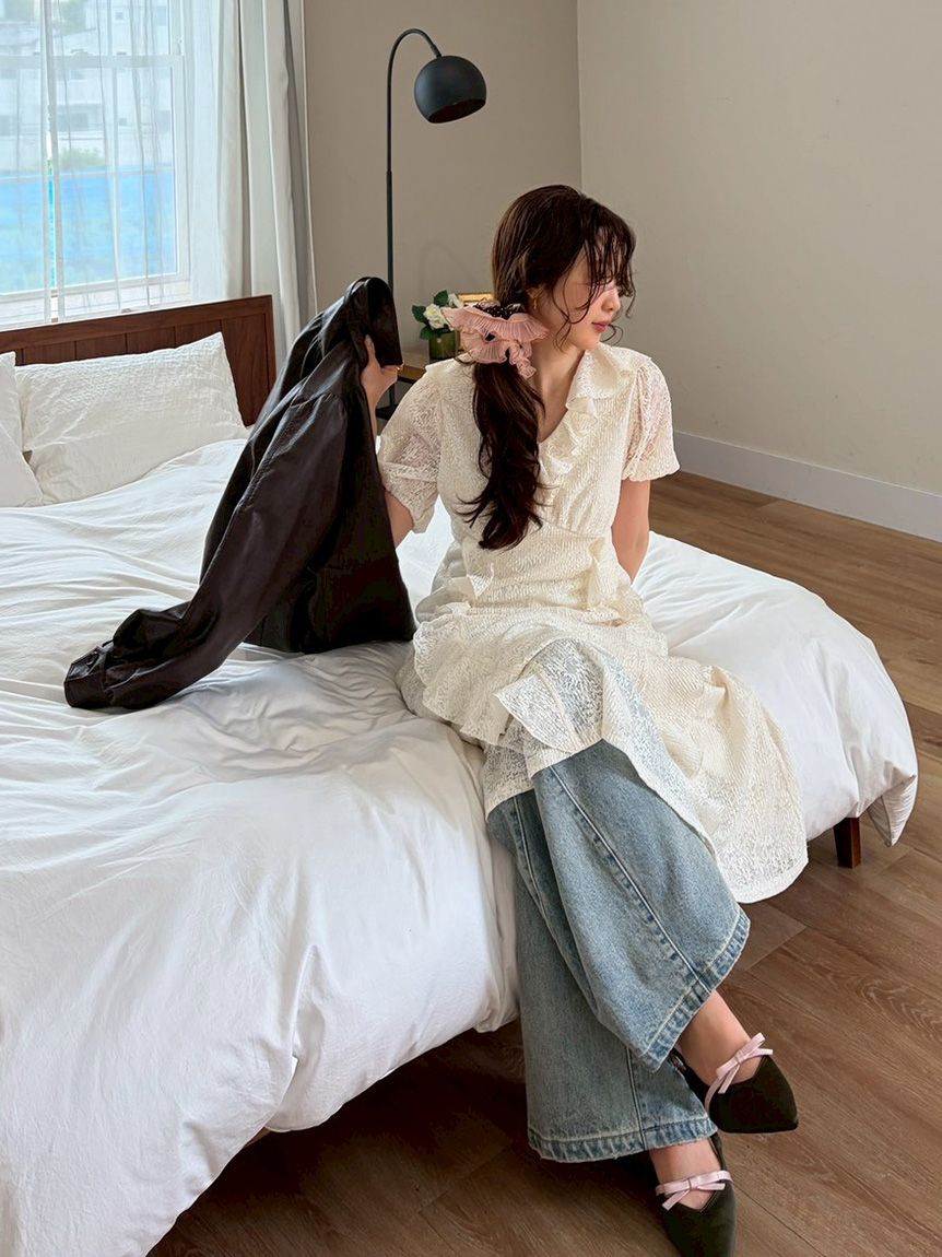 LILY BROWN「フリルレースカットワンピース」|ワンピース|