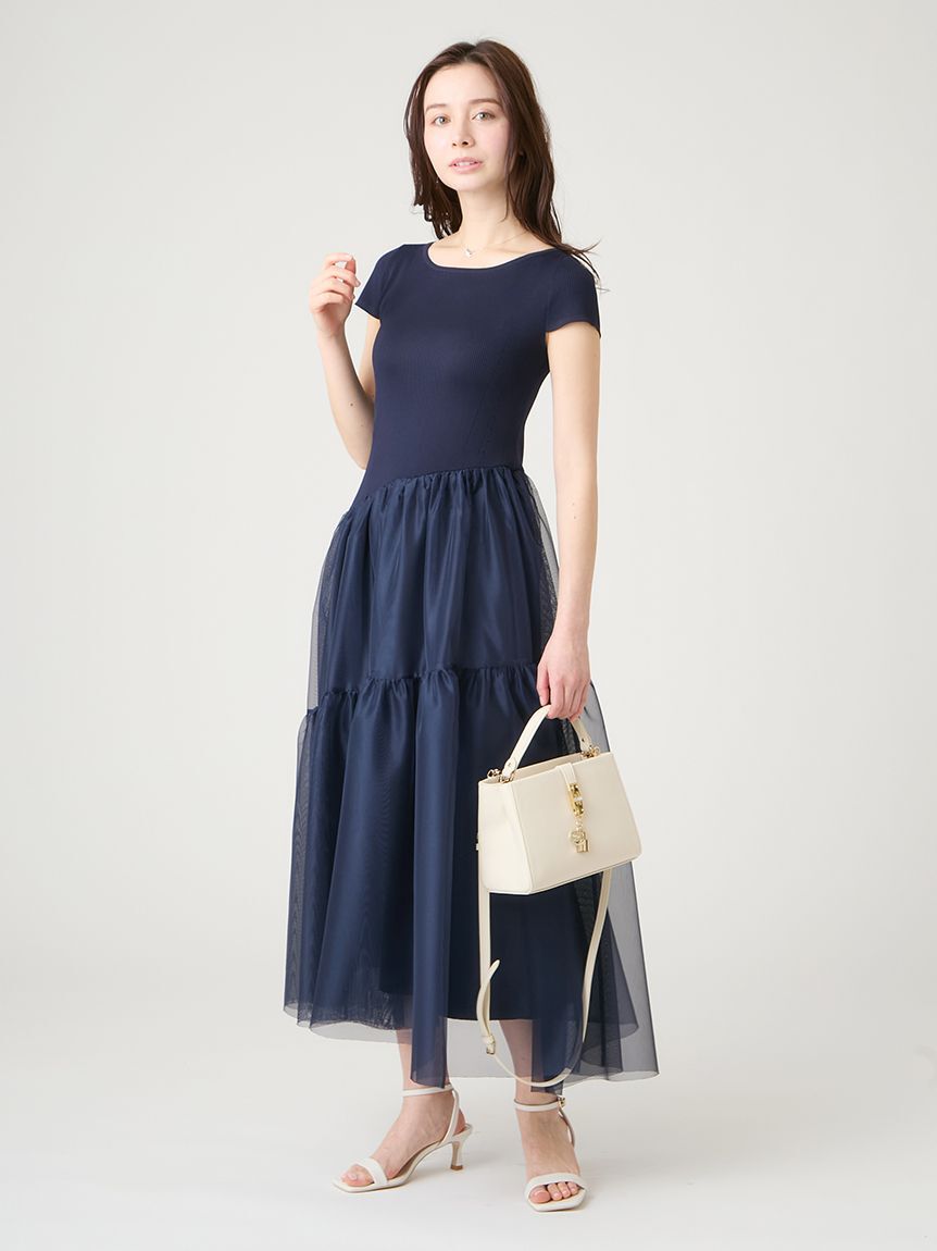 CELFORD「【洗える】アシメチュールニットドッキングワンピース」|ワンピース|NVY