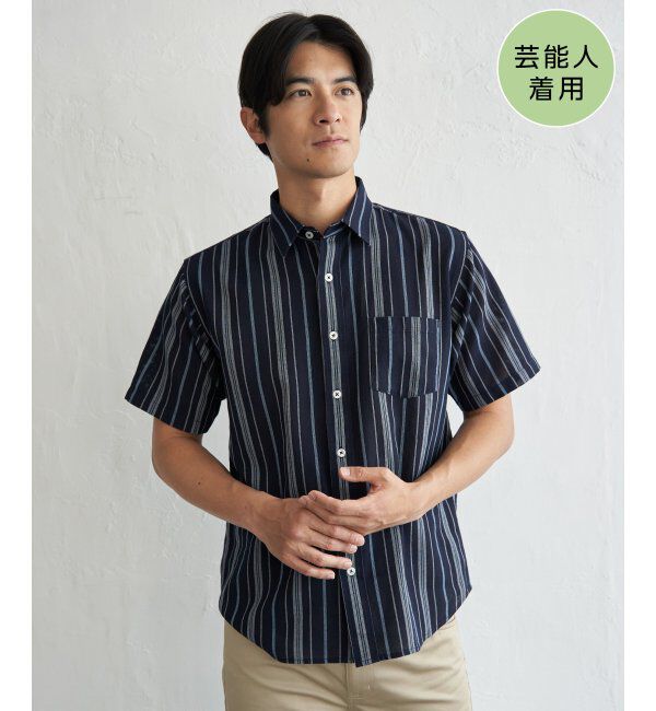 ikka「パナマレギュラーカラーシャツ」|シャツ・ブラウス|ネイビーブルー