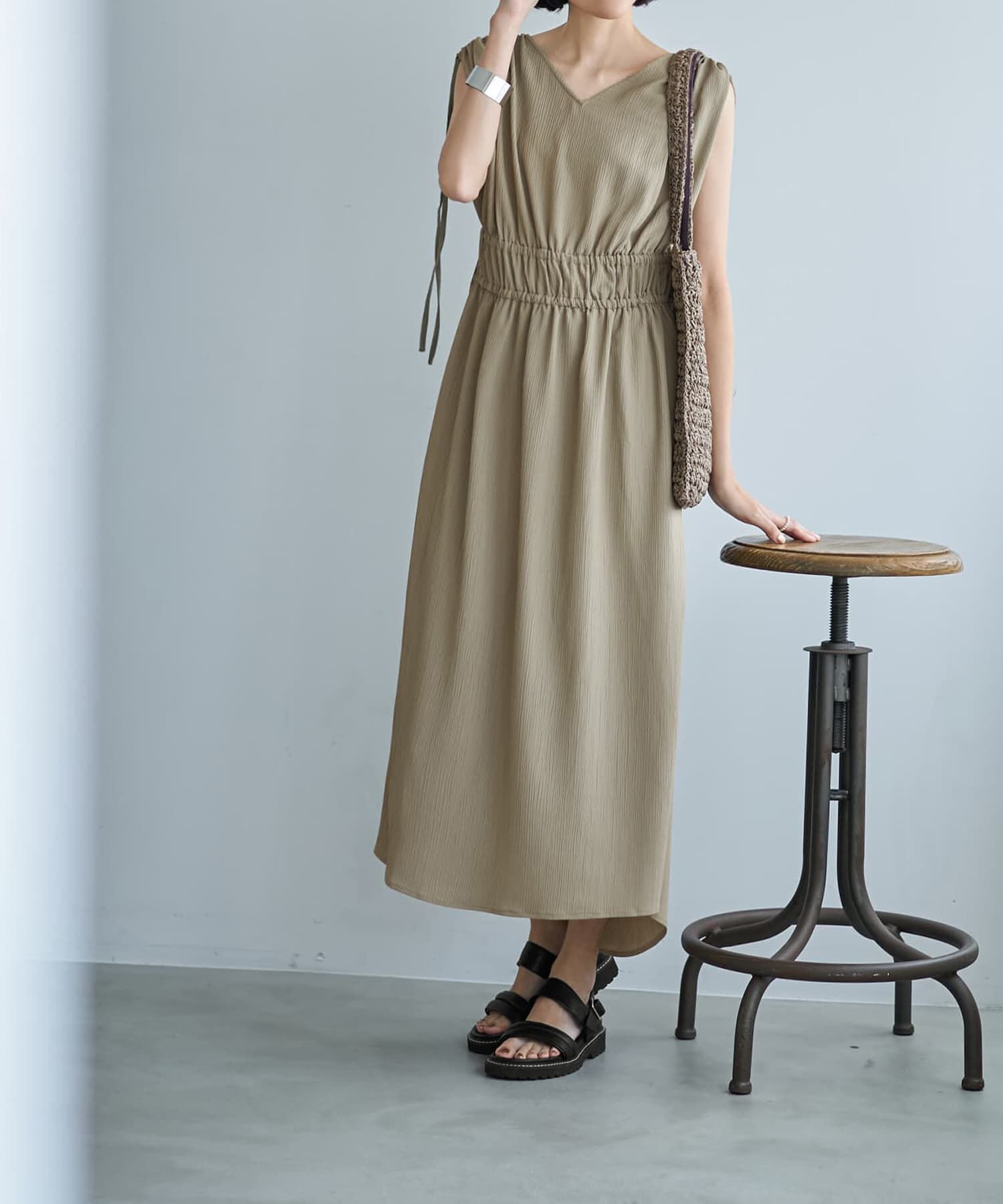 STYLE DELI「楊柳ドロストギャザーワンピース」|ワンピース|