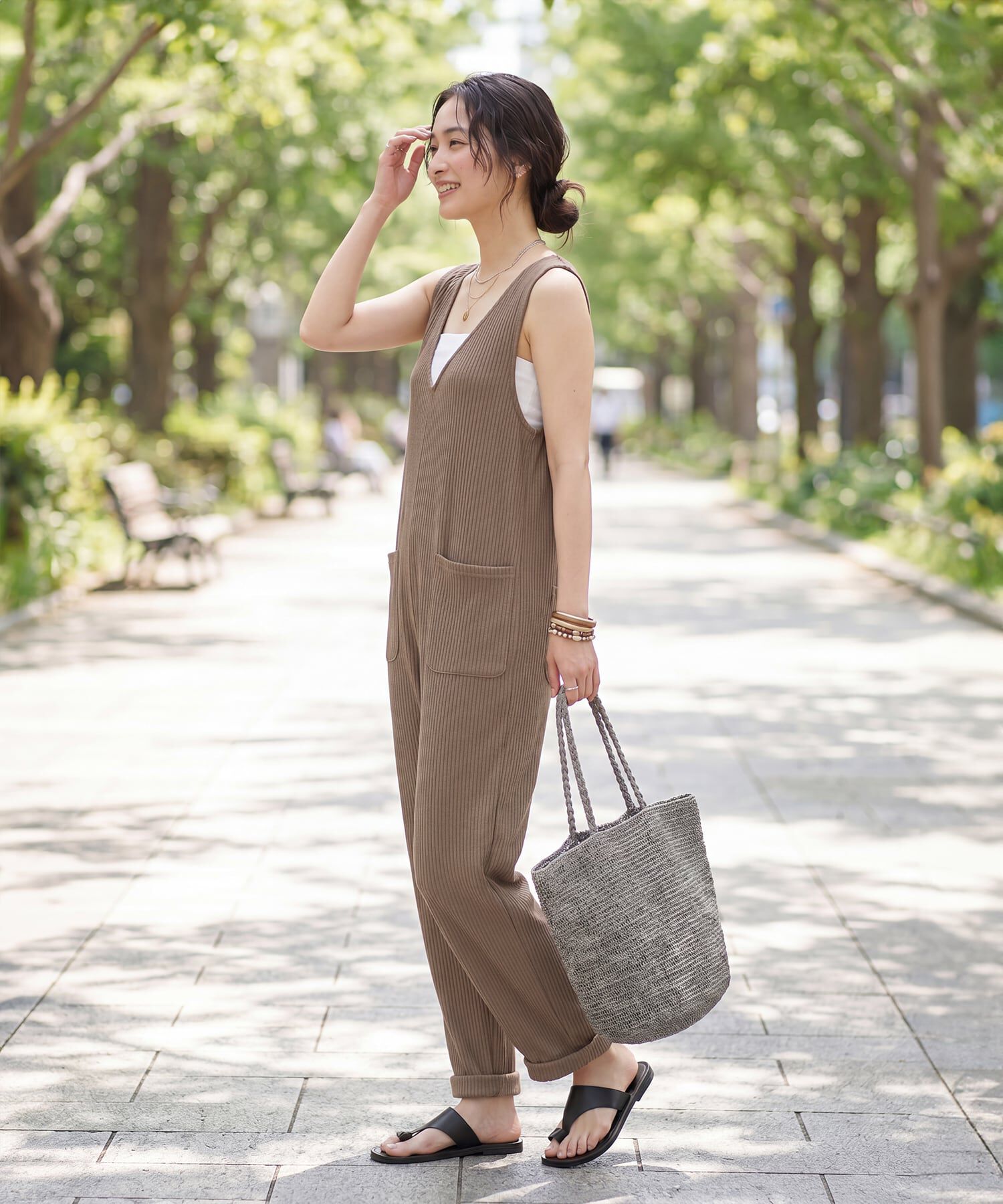 STYLE DELI「リラックスサマーニットソーサロペット」|オールインワン|