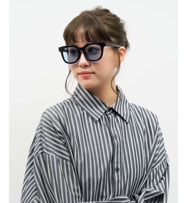  「【WEB限定】ウェリントン型 サングラス | 軽量 カラーレンズ トレンド 紫外線対策 UVカット 大きめサイズ」|サングラス|黒