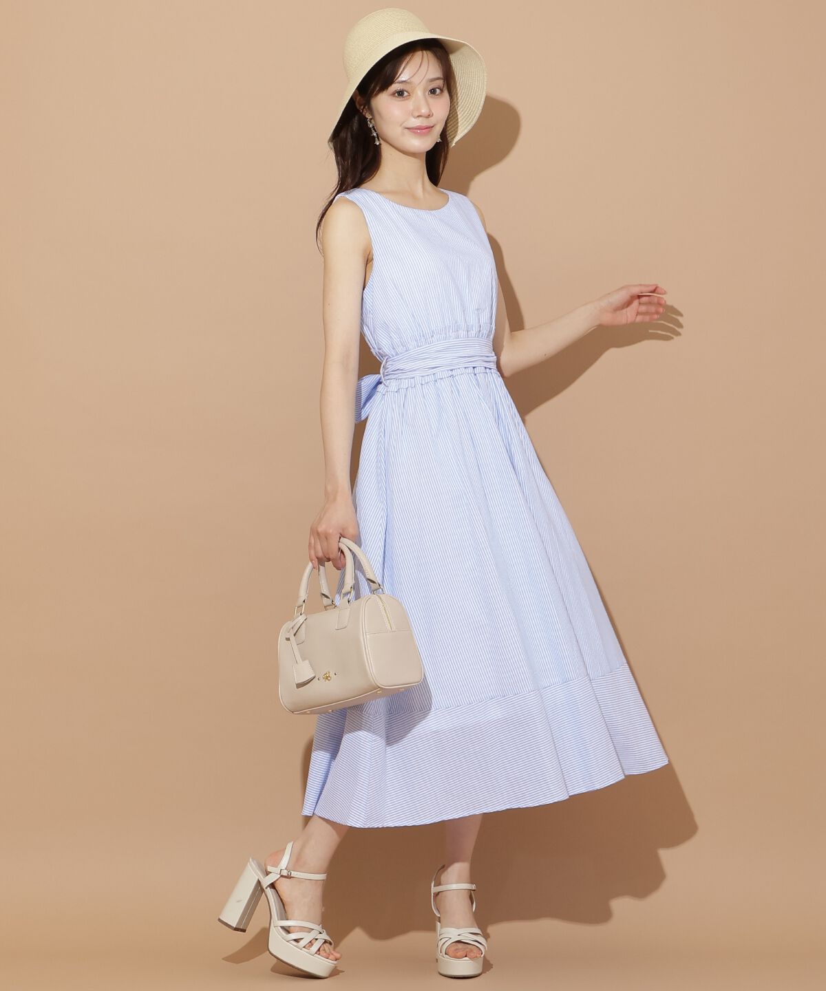 WILLSELECTION「ウエストシャーリングストライプワンピース」|ワンピース|Navy/borderｽﾄﾗｲﾌﾟ