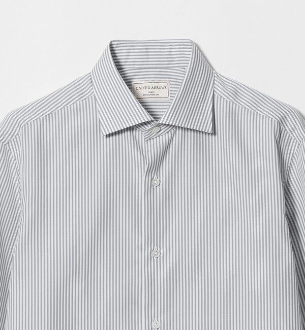 UNITED ARROWS「イージーケア AG  ブラックストライプ ワイドカラーシャツ 抗菌防臭」|シャツ・ブラウス|