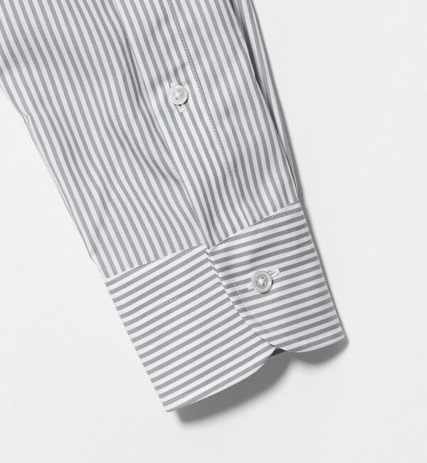 UNITED ARROWS「イージーケア AG  ブラックストライプ ワイドカラーシャツ 抗菌防臭」|シャツ・ブラウス|