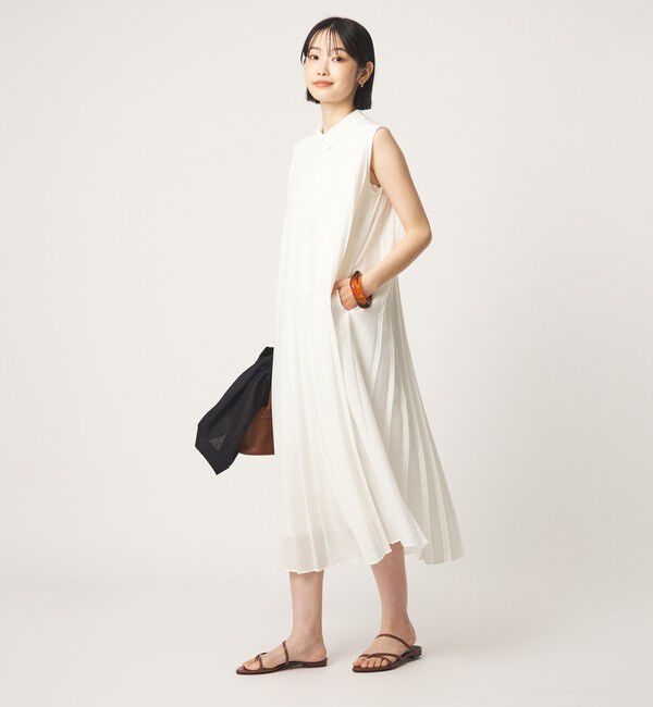 UNITED ARROWS green label relaxing「エリツキ プリーツ ノースリーブ ワンピース」|ワンピース|