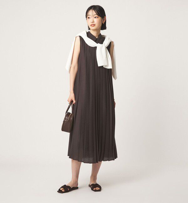 UNITED ARROWS green label relaxing「エリツキ プリーツ ノースリーブ ワンピース」|ワンピース|